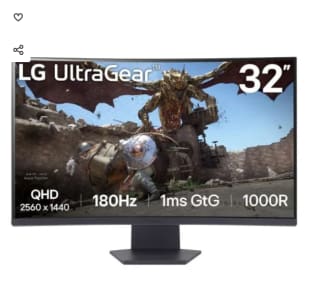 Monitor LG UltraGear 32GS60QC-B 31.5" LED VA QHD 180Hz FreeSync Curva por 229€