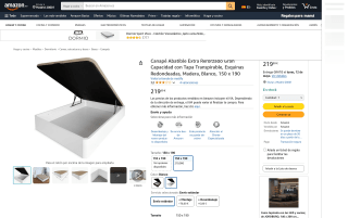 Canapé abatible madera gran capacidad con tapa transpirable 150 x 190 por 219,99€