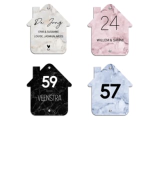 Gepersonaliseerd huisnummerbordje vanaf €8,39 dmv code bij FotoCadeau