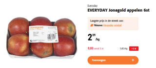 Jonagold appels aan €0,83/kg bij Colruyt
