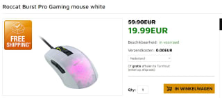 Roccat gaming muis Burst Pro (Wit) voor €19,99 bij Gamegear