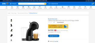 Cafetera Nescafé Dolce Gusto Piccolo Xs Negra de 1340W por $67.990