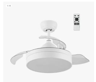 Ventilador de techo con LED 27W y motor 49W, silencioso con mando a distancia, aspas retráctiles, 6 velocidades, temporizador por 69.29€ (Cuenta Nueva 57.29€)