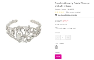 Brazalete Givenchy Crystal Clear por $780 en Liverpool