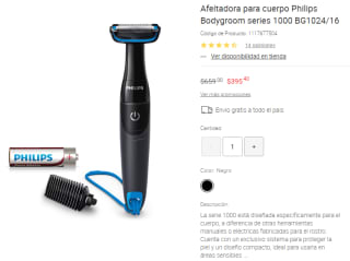 Afeitadora Philips Bodygroom Series 1000 por $395 en Liverpool