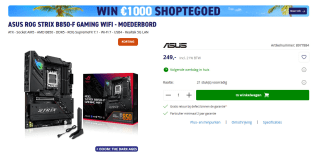 Asus ROG Strix B850-F Gaming WiFi, ATX, AM5 voor €249 bij Azerty