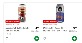 3 + 1 gratis op Moersleutel bier bij Jumbo