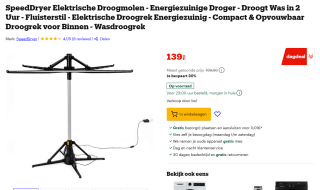 SpeedDryer Energiezuinige elektrische droogmolen voor €139 bij Bol