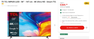 Television 58" TCL 58P635 - UHD 4K, Dolby Audio, Game Master, HDR10, Google TV, HDMI 2.1 por 369.99€