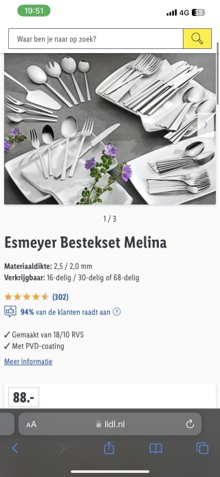 Esmeyer Bestekset Melina 68-delig bij Bol.com €69,99