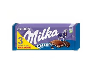 3 Milka Oreo Tableta de Chocolate con Leche de los Alpes con Trozos con Galleta Oreo y Relleno de Vainilla Pack Ahorro por 2,84€
