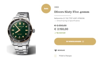 Oris Divers Sixty Five 40 mm horloge voor €2150 bij Eugene Van Baal