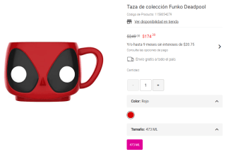 Taza Funko Deadpool por $174 | Descuento Liverpool