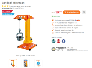 Zandbak Hijskraan voor €10 bij Lobbes