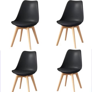 Set de 4 sillas tulipán nórdicas, patas de madera, asiento en cuero sintético por 67,09€