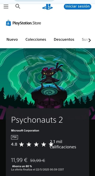 Psychonauts 2 PlayStation por 11,99€.