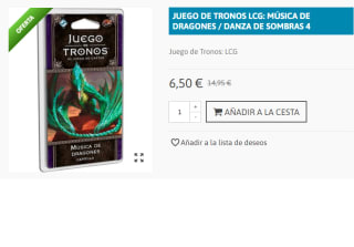 Juego de Tronos: LCG - Musica de Dragones / Danza de Sombras 4 por 6.5€