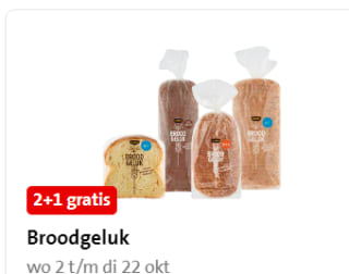 2+1 Gratis op broodgeluk broden bij de Jumbo