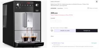 Cafetera Automática Melitta Purista F230-101 por 205€ (cuenta nueva por 193€)