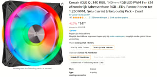 Corsair iCUE QL140 RGB case fan voor €14,99 bij Amazon