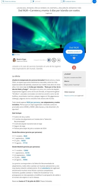 Islandia 6 días con vuelos desde 962€.