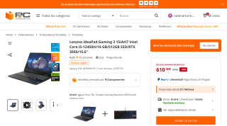Lenovo IdeaPad Gaming 3 15IAH7 por 610,30€