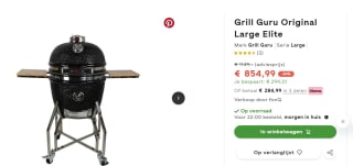 GRILL GURU Kamado Original Large Elite zwart Ø 46 cm voor €854,99 bij FonQ