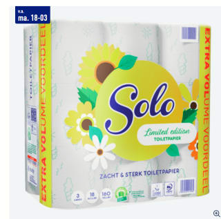SOLO 3-laags toiletpapier voor €4,99 bij de Aldi