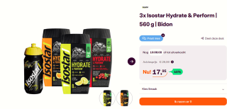 3 stuks Isostar Hydrate & Perform sportdrink (560 g) met Bidon voor €17,95 bij Ibood