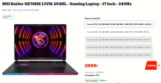 MSI Raider GE78HX 13VH-254NL - Gaming Laptop - 17 inch voor €2999 bij Bol.com
