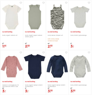 40% korting op alle babybody's en meegroeipakjes bij de Hema