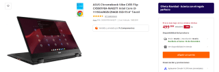 Portatil ASUS Chromebook Vibe CX55 Flip CX5501FEA-NA0271 Intel Core i3-1115G4/8GB/256GB SSD/15.6" Táctil por 499€