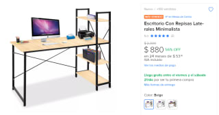 Escritorio con Repisas Laterales por $880 | Descuento Mercado Libre