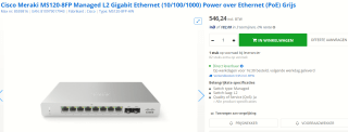 Cisco Meraki Cloud Managed MS120-8 - Switch voor €546,24 bij Max ICT