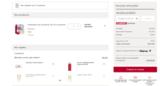 Calendario de Adviento 24 sorpresas + 10 muestras gratis por 98€