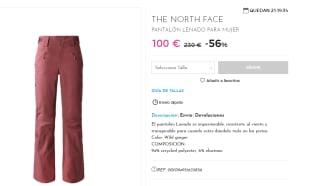 Pantalones para Mujer The North Face Lenado por 100€