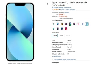 Apple iPhone 13 - 128GB - Sterrenlicht voor €389 bij Amazon