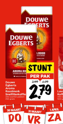 500 gr. Douwe Egberts koffie voor €2.79 bij Vomar
