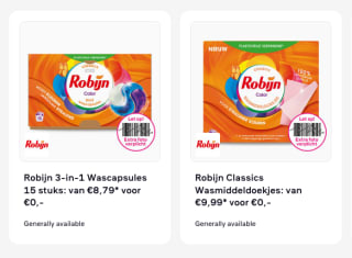Gratis Robijn dmv cashback twv 18,78 euro