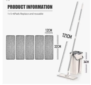 Juego de Fregona y Cubo para Sistema de Limpieza Profesional, con 6 almohadillas por 12,74€ (6,37€ nuevo usuario)