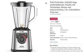 Tefal Perfectmix+ high speed blender voor €62,99 bij Amazon NL