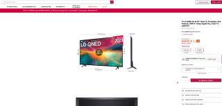 TV LG QNED 4K de 55'' Serie 75 Procesador Alta Potencia por 659€
