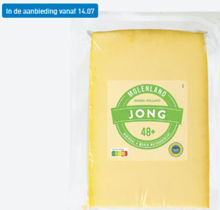 Molenland Goudse kaas 48+ jong 980 gram voor €5,99 bij de Aldi