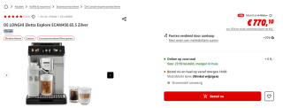 Delonghi ECAM450.65.S - Eletta Explore voor €777,10 bij de mediamarkt