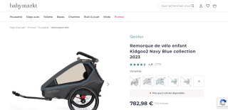 Remorque de Vélo Enfant Qeridoo Kidgoo2 à 782,98€