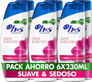 Pack de H&S Champú Anticaspa Suave & Sedoso, 230 ml x 6 por 13,29€