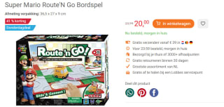Super Mario Route'N Go Bordspel voor €20 bij Lobbes