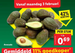 Avocado per stuk voor €0,69 bij de Lidl