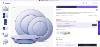 Vajilla de Vidrio Templado DURALEX 12 pzas - Azul por 27,57€ (15,57€ cuenta nueva)