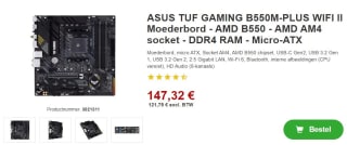 Asus TUF GAMING B550M-PLUS WIFI II moederbord voor €147,32 bij Proshop